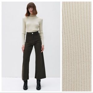 NWT. Zara Cream Ribbed Knit Sweater with Shoulder Pads. Size S.